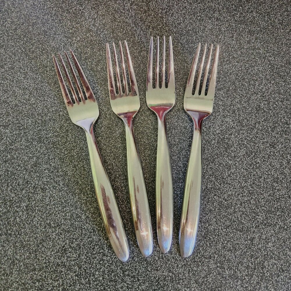 Lot of 4 Oneida Glissade Salad Forks Stainless Steel 7"